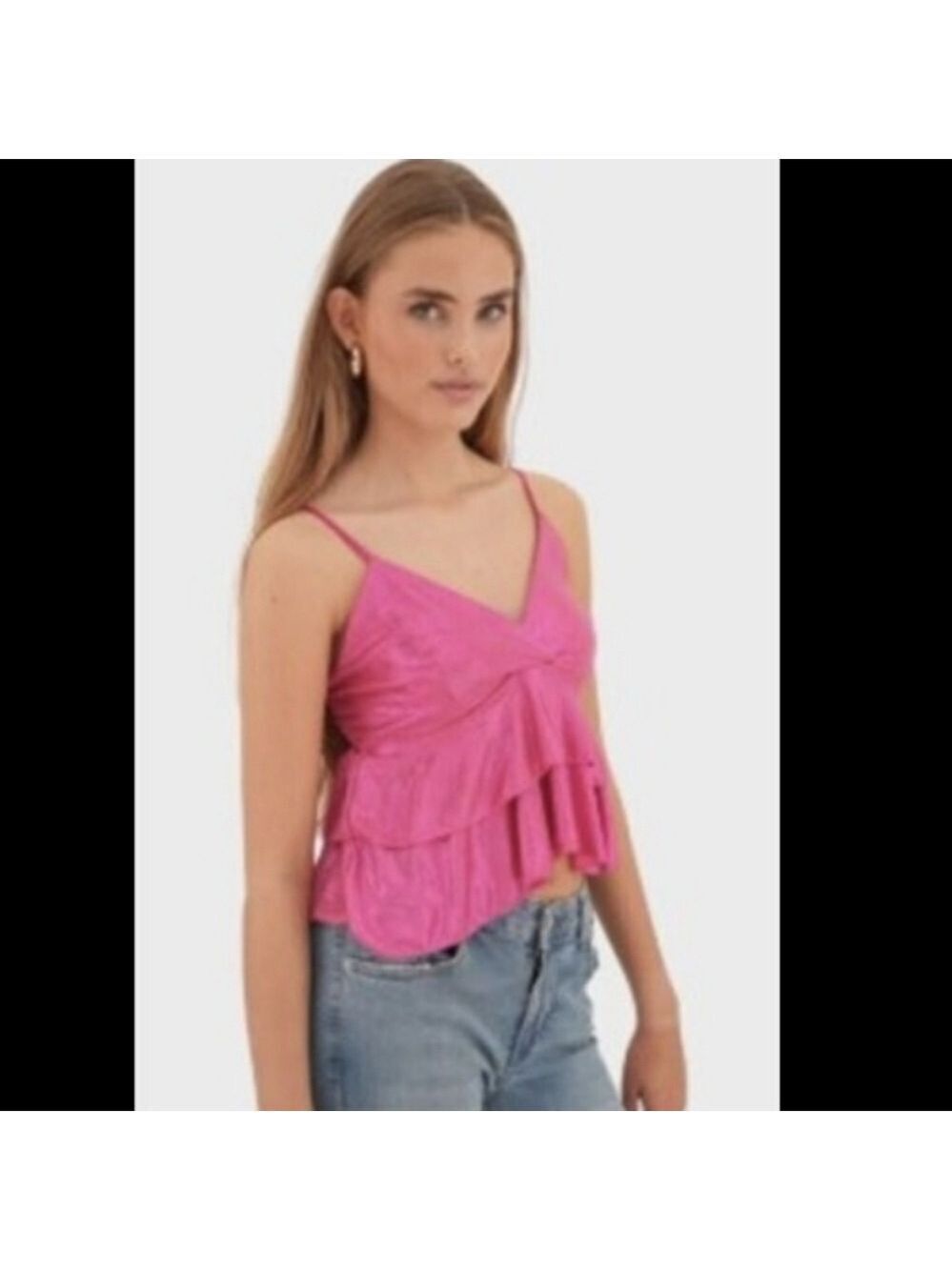 Meet Me There Shimmering Pink Camisole Top, Size S/M, Made in Italy, NWT
